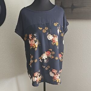 Navy Floral Women's Blouse